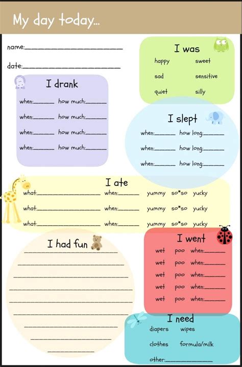 005 Preschool Daily Report Template Ideas Templates Daycare throughout Daycare Infant Daily ...