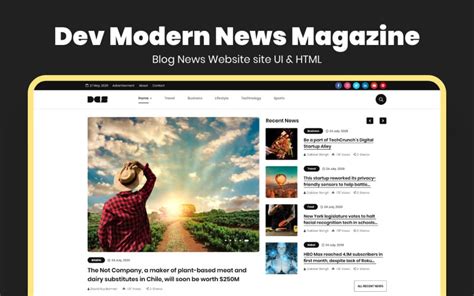 Dev Modern News Magazine Blog Website Template