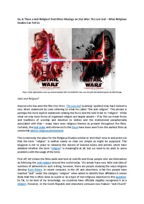 (PDF) So, Is There a Jedi Religion? And Other Musings on Star War: The ...