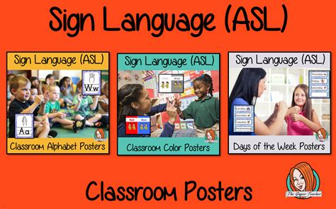 Sign Language ASL Classroom Posters Bundle Three sets of posters with the Alphabet, Colors and ...