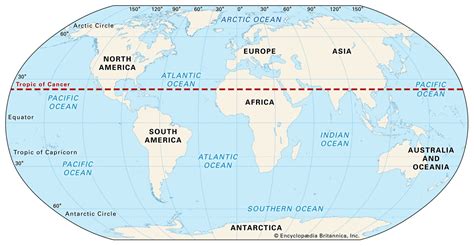 Map Of The World With Equator And Tropics