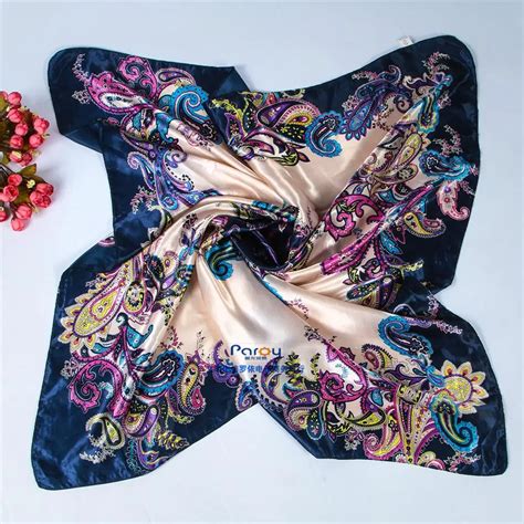 Women 90*90cm satin Square Scarf High Quality Imitated Satin Scarves ...