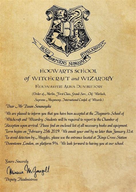 Harry Potter Hogwarts Letter Template