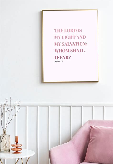 Printable Psalm 27 Wall Art, Pink Christian Wall Art, Bible Verse Print, the Lord is My Light ...