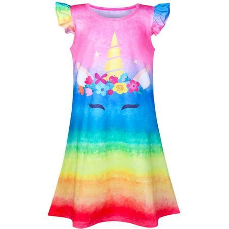 Girls Nightgowns Unicorn Sleepwear Night Sleep Dress Pajamas Little Kids Toddler Soft Nightgown ...