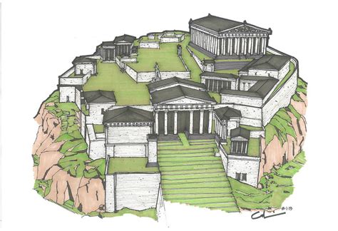 Acropolis Of Athens Restored Drawing by Calvin Durham