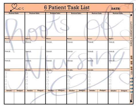 CNA Patient Task List/report Sheet for 6 Patients Orange - Etsy UK