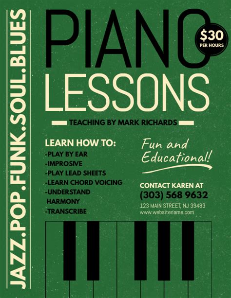 Piano Lesson Flyer Template Free - Printable Word Searches