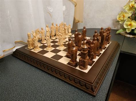 Chess Set the Cossacksknights Wooden - Etsy