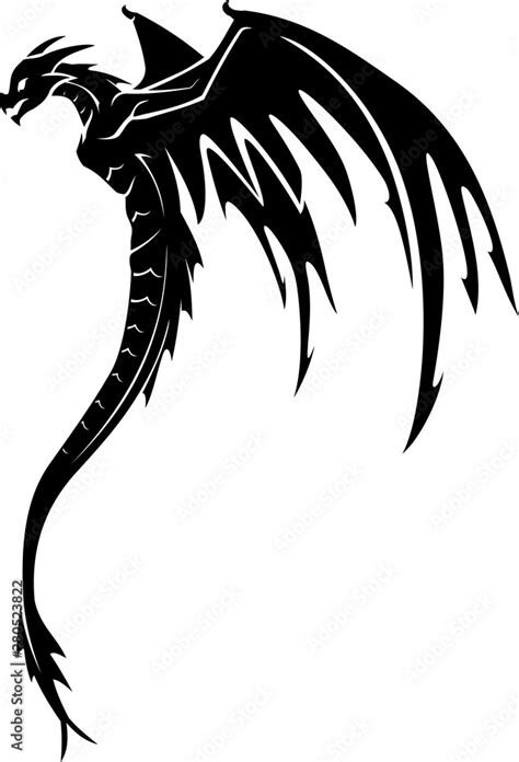 Black Dragon Side View Silhouette Stock-Vektorgrafik | Adobe Stock