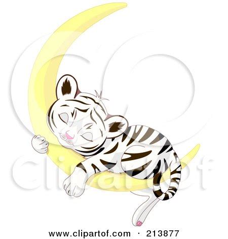 Cute Baby Tiger Sleeping On A Crescent Moon Posters, Art Prints by - Interior Wall Decor #213877