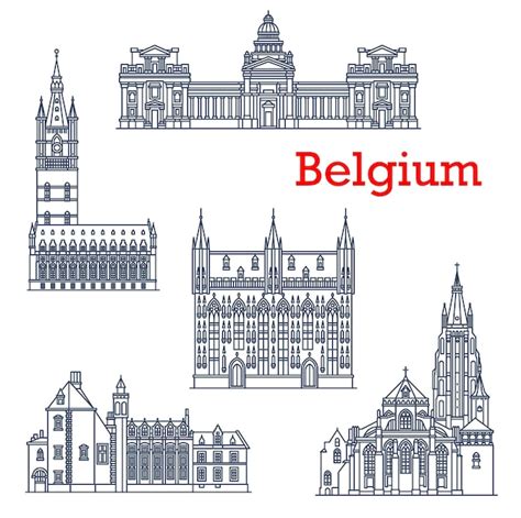 Premium Vector | Belgium architecture landmarks