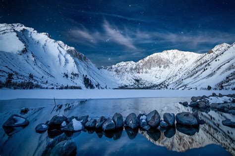 Snowy Mountains at Starry Night Wallpaper, HD Nature 4K Wallpapers, Images and Background ...