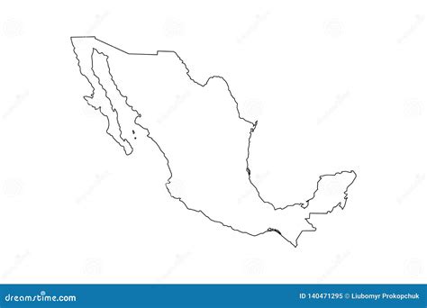 Black Outline of Mexico Map Stock Vector - Illustration of america, geography: 140471295