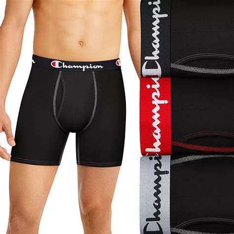 Champion Cotton Stretch Total Support Pouch Mens 3 Pack Boxer Briefs ...