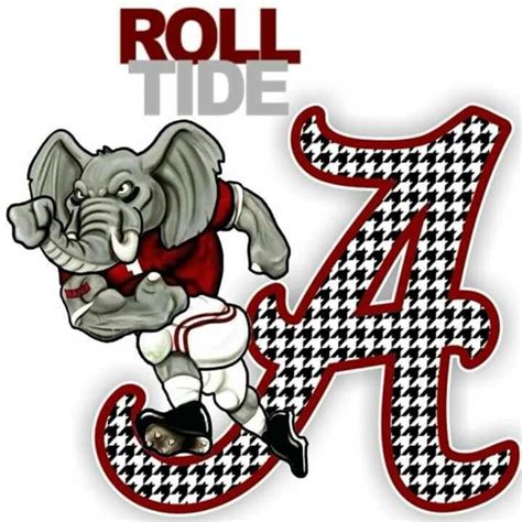 an elephant is running with the number four on it's back and words roll tide