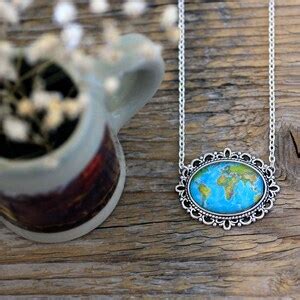 World Map Necklace, Old Map Necklace, Retro World Map, World Map, Map ...