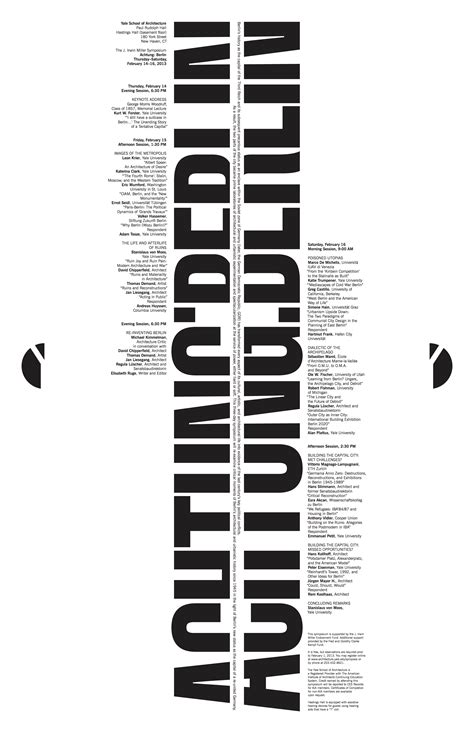 Achtung: Berlin Symposium at the Yale School of Architecture Creative Typography, Graphic Design ...
