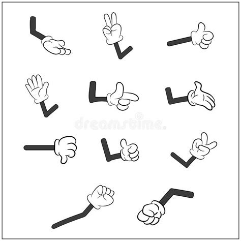 Image Of Cartoon Human Gloves Hand With Arm Gesture Set. Vector ...