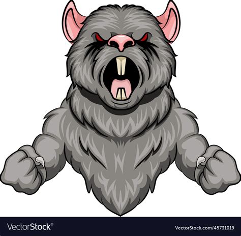 Strong rat cartoon mascot expression Royalty Free Vector