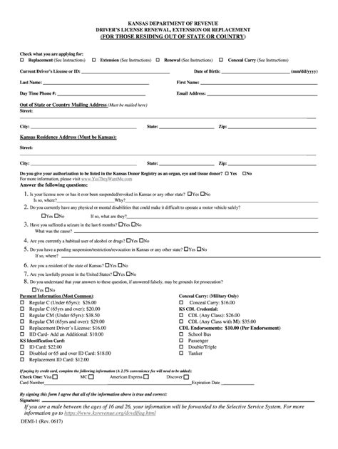 Driver's License Renewal, Extension or Replacement Kansas - Fill Out and Sign Printable PDF ...