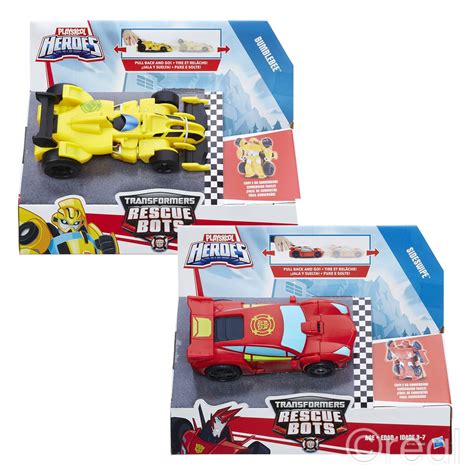 New Transformers Rescue Bots Sideswipe/Bumblebee Pull Back Car Figure ...