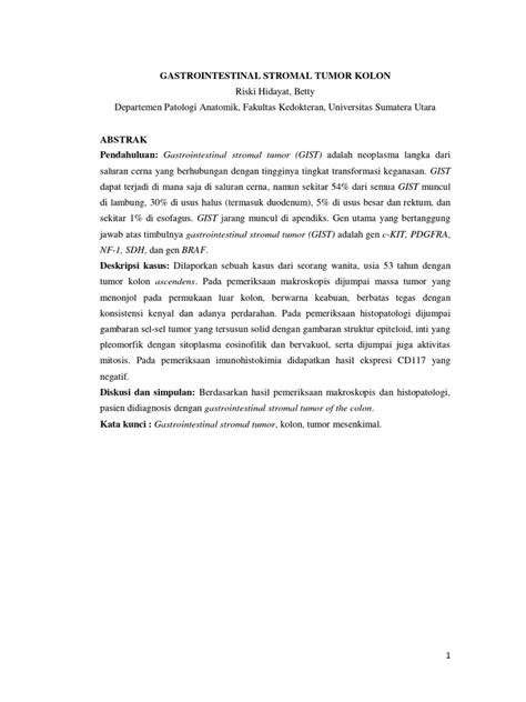 Gastrointestinal Stromal Tumor | PDF
