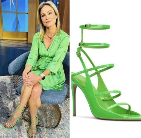 Good Morning America: June 2022 Amy Robach's Green Neon Strappy Sandals Heels in 2022 | Neon ...