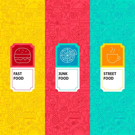 Premium Vector | Line Fast Food Package Labels. Vector Illustration ...