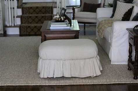 No-Sew Ottoman Slipcover Using Painter's Drop Cloth | Ottoman slipcover, Slipcovers for chairs ...