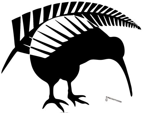 KIWI STICKER AOTEAROA NEW ZEALAND KIWI WITH FERN STICKER BLACK | New zealand flag, Maori art ...