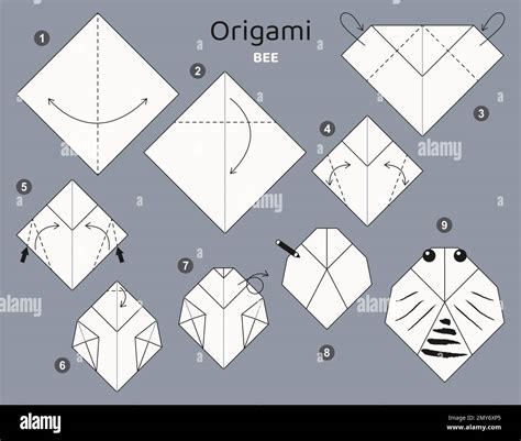 Origami tutorial. Origami scheme Bee for kids Stock Vector Image & Art ...