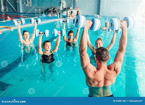 Aqua Aerobics, Healthy Lifestyle, Water Sport Stock Image - Image of male, active: 94881387