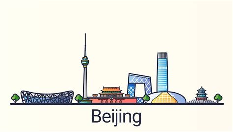 Premium Vector | China beijing line panoramic skyline vector illustration