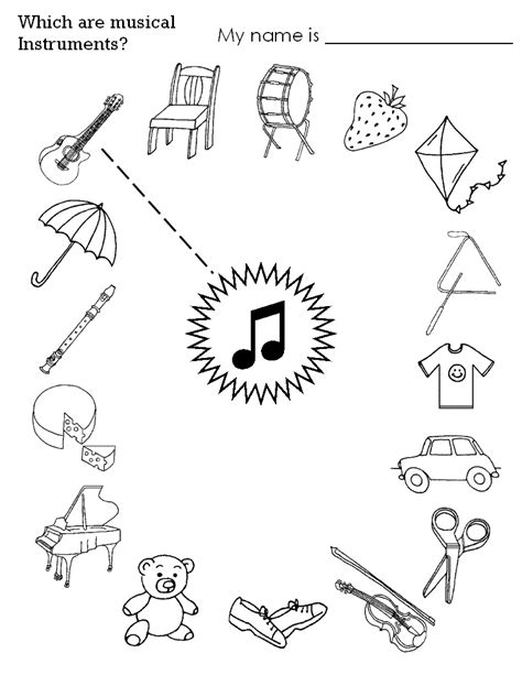 Musical instruments worksheet for kids | Crafts and Worksheets for Preschool,Toddler and K ...