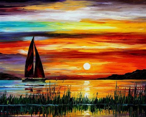 sunset sea boat | Pinturas, Pintura al oleo, Pintura de arte