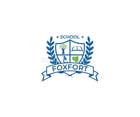 the school logo for foxfortt is shown in blue and white with an emblem above it