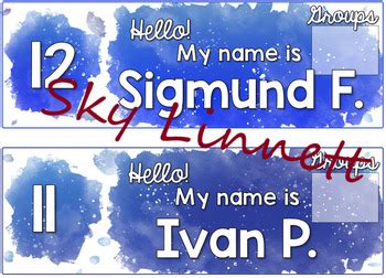 EDITABLE Desk Name Tags - Name Plates - Watercolor Paint - Grouping Spot