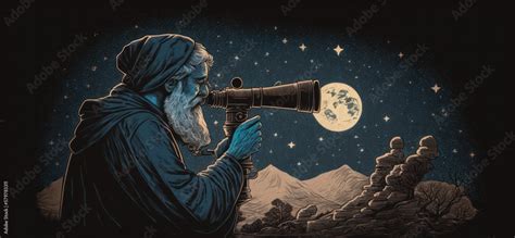 Aristotle observing the stars and planets with a telescope ...