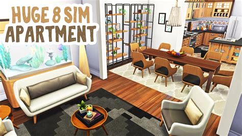 Huge 8 Sim Apartment || The Sims 4 Apartment: Speed Build - YouTube