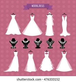 Wedding Dresses Wedding Gown Accessories Set Stock Vector (Royalty Free ...