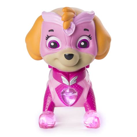 PAW Patrol - Mighty Pups Skye Figure with Light-up Badge and Paws, for ...