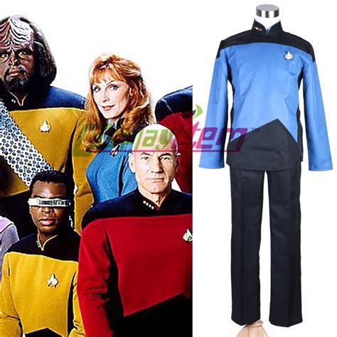 Custom Made Star Trek TNG The Next Generation Uniform Full Set Costume Blue Outfit Unisex ...