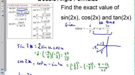 Double Angle Formula (Finding Exact Values) Video 1 - YouTube