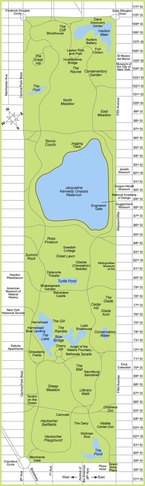 Map of Central Park NYC. New York city Central Park map | Vidiani.com ...