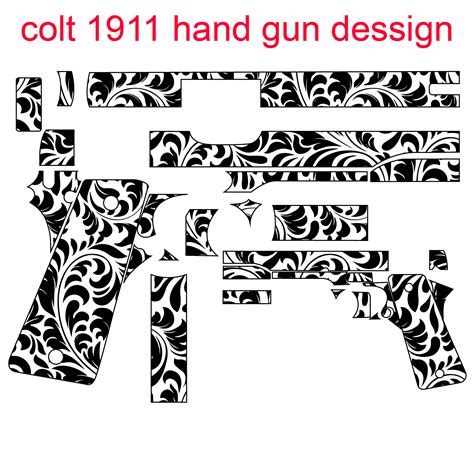 Colt 1911 handgun grip scroll pattern svg laser Engraving ve - Inspire Uplift