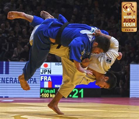 Japanese youngster Iida stuns the French crowd by throwing Maret with uchi mata to take -100kg ...