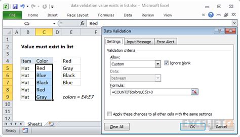 Data validation exists in list - Excel formula | Exceljet