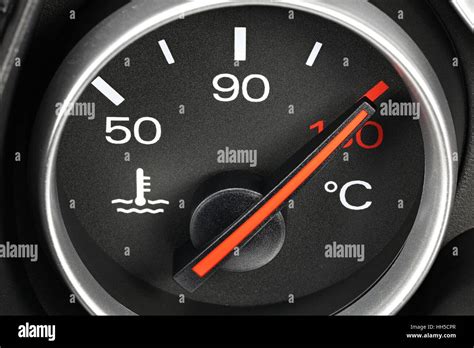 temperature gauge in car dashboard - hot Stock Photo - Alamy