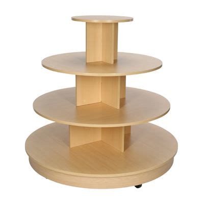 4 Tier Round Table with Casters | Specialty Store Services | Wood display, Display, Rock ...